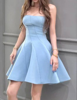 Minimalist Homecoming Dress Strapless Short Prom Dress Birthday Party Outfits Cocktail Dress   D4501