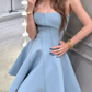 Minimalist Homecoming Dress Strapless Short Prom Dress Birthday Party Outfits Cocktail Dress   D4501