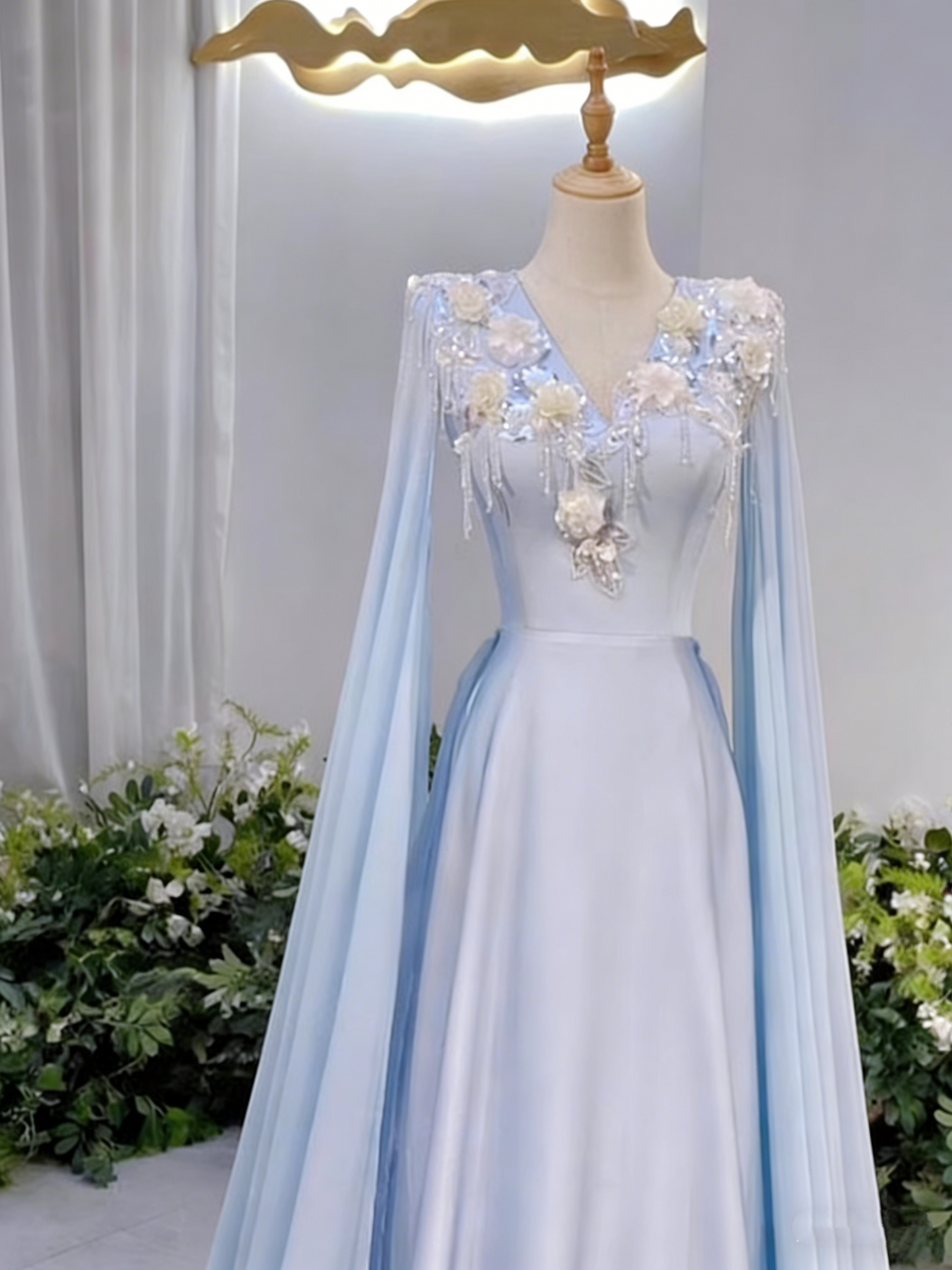Gorgeous Prom Dress V-neck Pleated Gala Dress Evening Dress Formal Dress  D4506