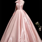 Sweet Prom Dress Light Pink Crew Neck Pleated Evening Dress Quinceanera Dress Ball Gown      D4507