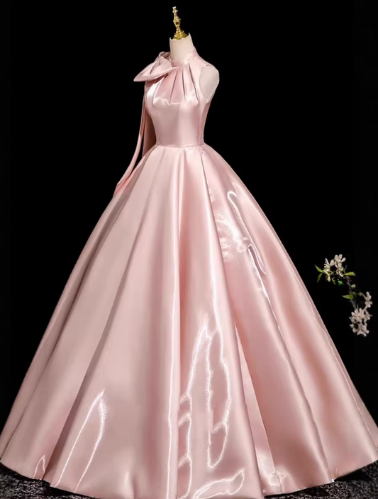 Sweet Prom Dress Light Pink Crew Neck Pleated Evening Dress Quinceanera Dress Ball Gown      D4507