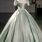Elegant Prom Dress Light Green Square Neck Pleated Evening Dress Quinceanera Dress Ball Gown      D4508