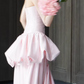 Cute Prom Dress Light Pink V-neck Pleated Gala Dress Evening Dress Formal Dress  D4509