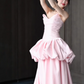 Cute Prom Dress Light Pink V-neck Pleated Gala Dress Evening Dress Formal Dress  D4509