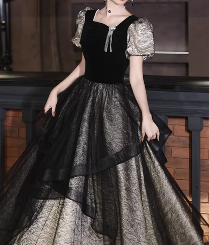 Elegant Prom Dress Square Neck Pleated Tulle Gala Dress Evening Dress Formal Dress  D4510