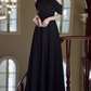 MInimalist Prom Dress Black Crew Neck Gala Dress Evening Dress Formal Dress  D4512