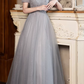 Shiny Prom Dress Short Sleeves Tulle Pleated Gala Dress Evening Dress Formal Dress  D4513