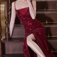 Shiny Prom Dress Spaghetti Straps Slit Gala Dress Evening Dress Formal Dress  D4514