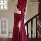 Shiny Prom Dress Spaghetti Straps Slit Gala Dress Evening Dress Formal Dress  D4514