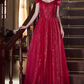Shiny Prom Dress Off Shoulder Pleated Gala Dress Evening Dress Formal Dress  D4515