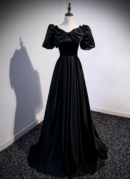 Elegant Prom Dress Black V-neck Pleated Gala Dress Evening Dress Formal Dress  D4516