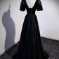Elegant Prom Dress Black V-neck Pleated Gala Dress Evening Dress Formal Dress  D4516