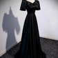 Elegant Prom Dress Black V-neck Pleated Gala Dress Evening Dress Formal Dress  D4516
