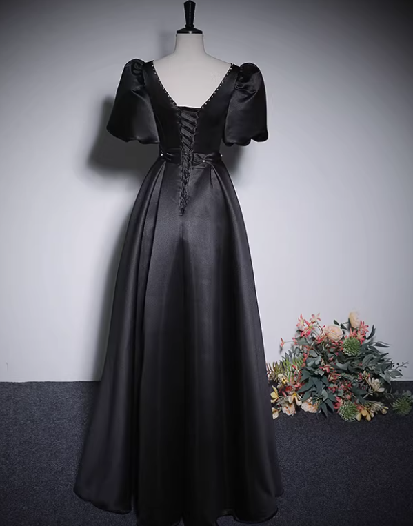 Minimalist Prom Dress Black A Line Sweetheart Pleated Gala Dress Evening Dress Formal Dress  D4518