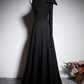 Minimalist Prom Dress Black A Line Crew Neck Pleated Gala Dress Evening Dress Formal Dress  D4519
