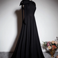 Minimalist Prom Dress Black A Line Crew Neck Pleated Gala Dress Evening Dress Formal Dress  D4519