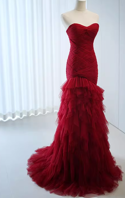 Glänzendes Ballkleid mit herzförmigem Pailletten-Meerjungfrauen-Abendkleid, Galakleid, Geburtstagspartykleid, D3415