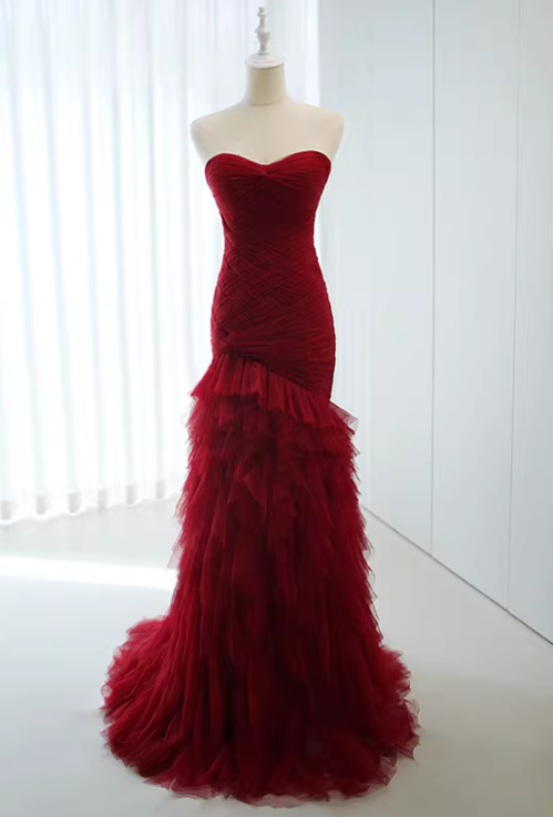 Glänzendes Ballkleid mit herzförmigem Pailletten-Meerjungfrauen-Abendkleid, Galakleid, Geburtstagspartykleid, D3415