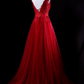Charming Prom Dress V-neck Tulle Pleated Gala Dress Evening Dress Formal Dress  D4522