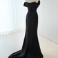 Minimalist Prom Dress Black Off Shoulder Pleated Gala Dress Evening Dress Formal Dress  D4525