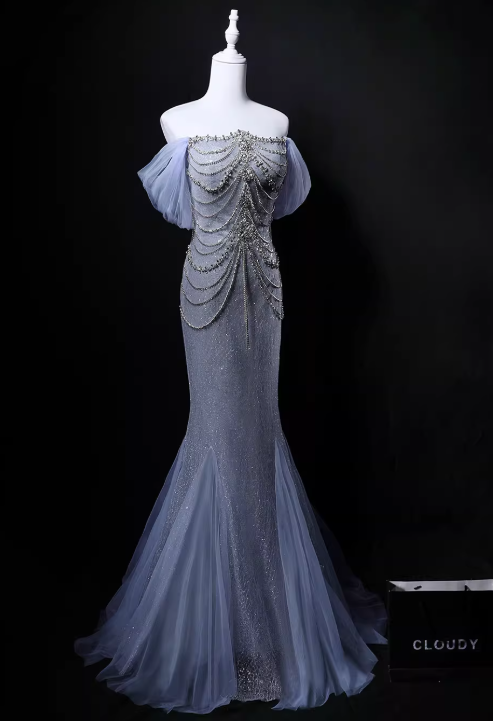 Glänzendes Ballkleid mit herzförmigem Pailletten-Meerjungfrauen-Abendkleid, Galakleid, Geburtstagspartykleid, D3415