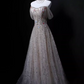 Shiny Prom Dress A Line Off Shoulder Tulle Gala Dress Evening Dress Formal Dress  D4527
