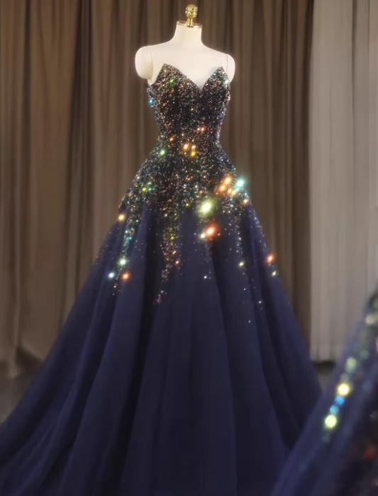 Robe de bal brillante à paillettes et col en cœur, robe de soirée sirène, robe de gala, robe de fête d'anniversaire, D3415