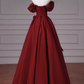 Shiny Prom Dress Wine Red Off Shoulder Pleated Gala Dress Evening Dress Formal Dress  D4536