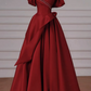 Shiny Prom Dress Wine Red Off Shoulder Pleated Gala Dress Evening Dress Formal Dress  D4536