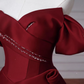 Shiny Prom Dress Wine Red Off Shoulder Pleated Gala Dress Evening Dress Formal Dress  D4536
