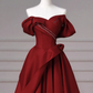 Shiny Prom Dress Wine Red Off Shoulder Pleated Gala Dress Evening Dress Formal Dress  D4536