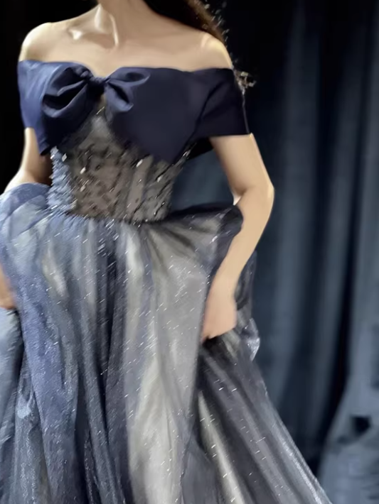 New Arrival Prom Dress Off Shoulder Pleated Tulle Gala Dress Evening Dress Formal Dress  D4540