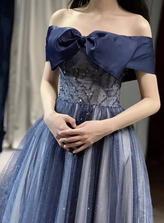 New Arrival Prom Dress Off Shoulder Pleated Tulle Gala Dress Evening Dress Formal Dress  D4540