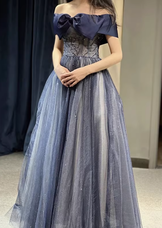 New Arrival Prom Dress Off Shoulder Pleated Tulle Gala Dress Evening Dress Formal Dress  D4540