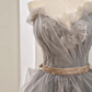 New Arrival Prom Dress Asymmetrical Neck Pleated Tulle Gala Dress Evening Dress Formal Dress  D4541