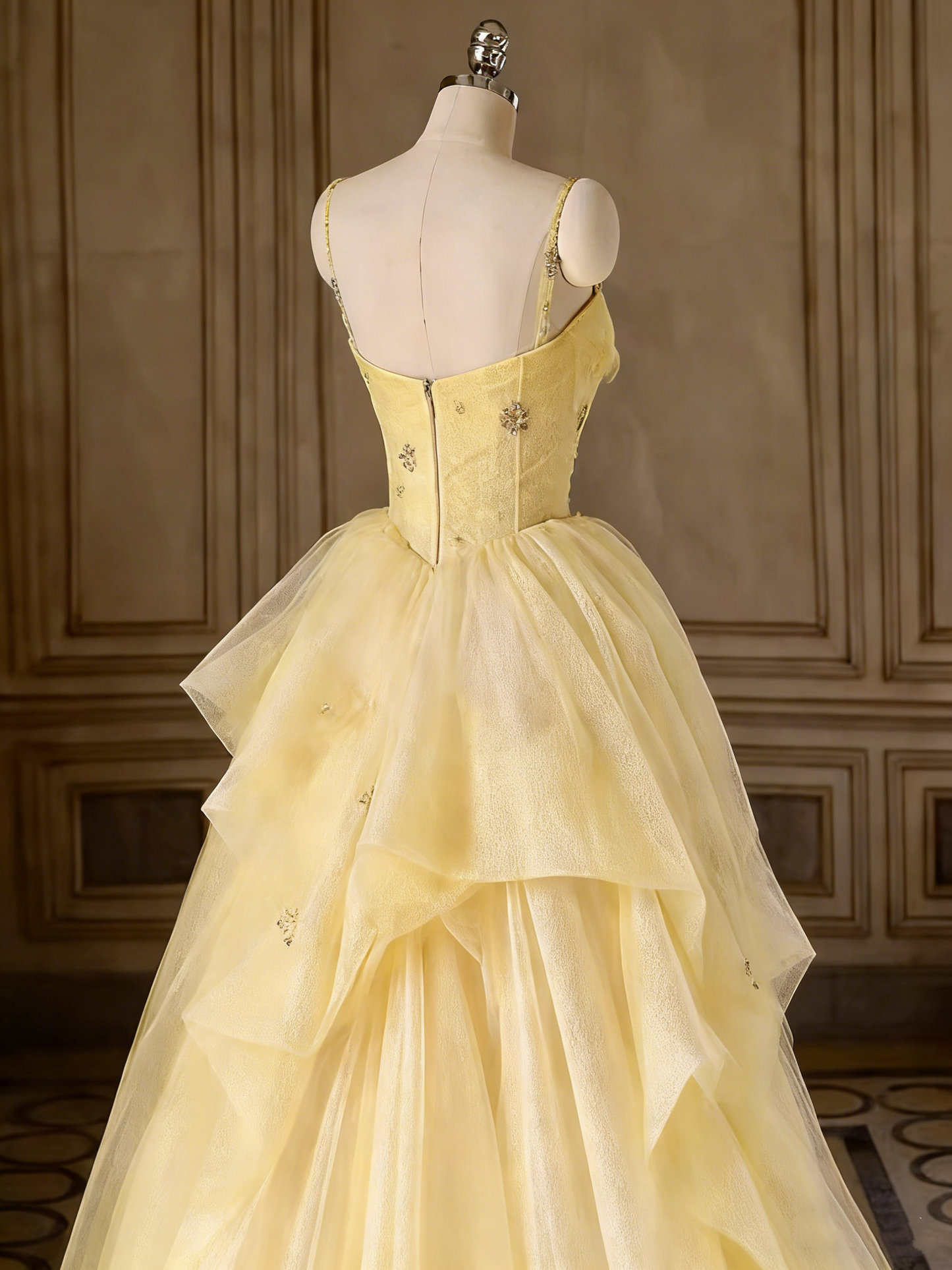 Beauty Prom Dress Spaghetti Straps Pleated Tulle Evening Dress Quinceanera Dress Ball Gown     D4548