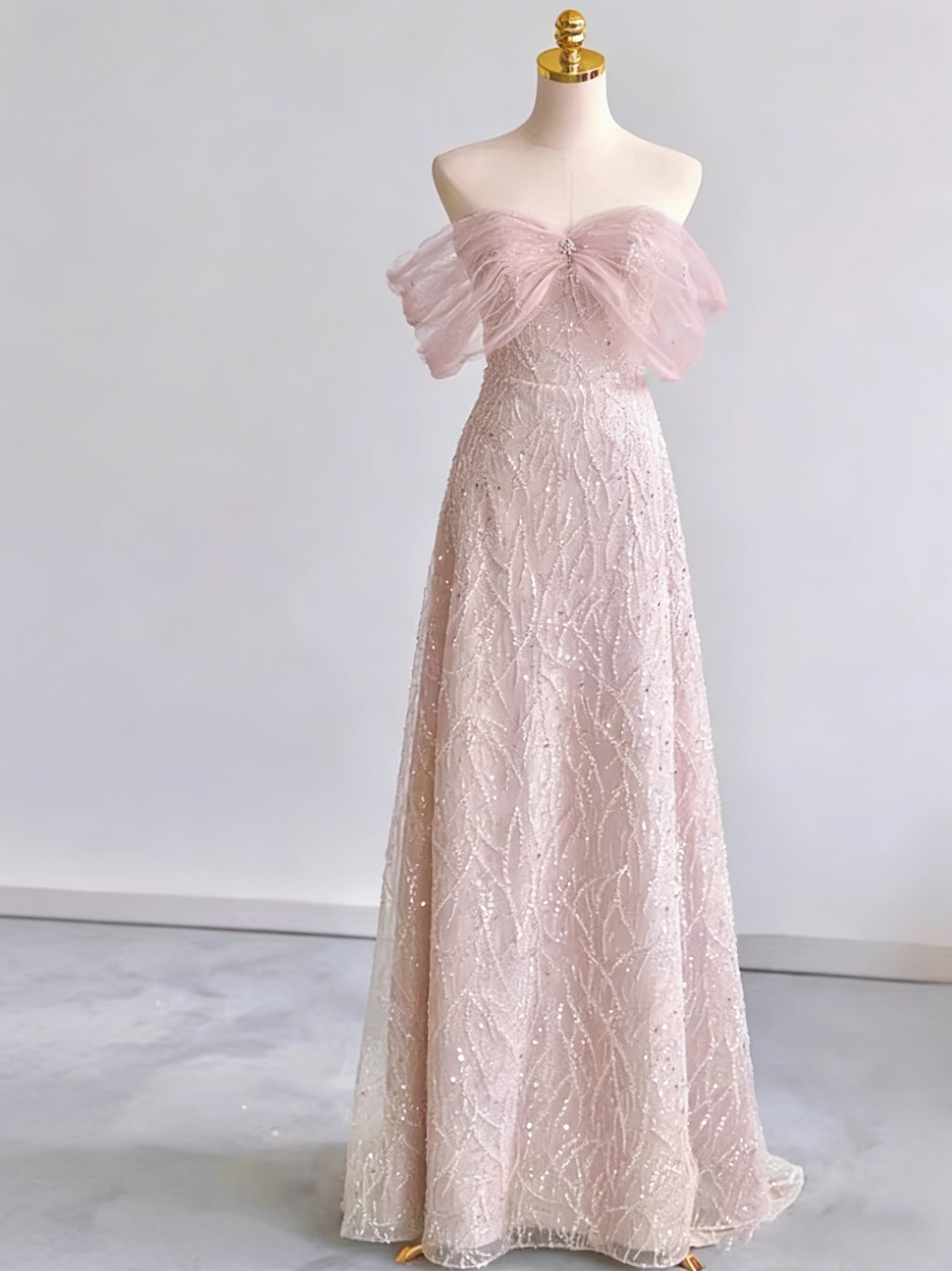 Gorgeous Prom Dress Off Shoulder Pleated Tulle Gala Dress Evening Dress Formal Dress  D4550