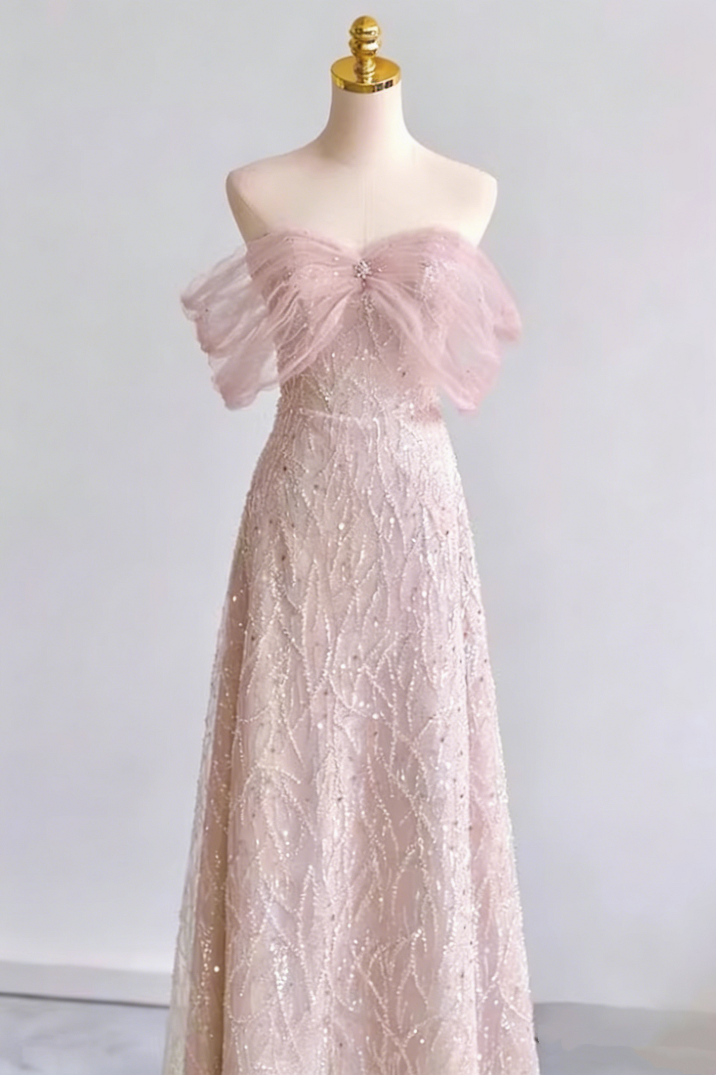 Gorgeous Prom Dress Off Shoulder Pleated Tulle Gala Dress Evening Dress Formal Dress  D4550