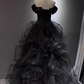 New Arrival Prom Dress Black Off Shoulder Tulle Gala Dress Evening Dress Formal Dress  D4553