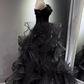 New Arrival Prom Dress Black Off Shoulder Tulle Gala Dress Evening Dress Formal Dress  D4553
