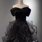 New Arrival Prom Dress Black Off Shoulder Tulle Gala Dress Evening Dress Formal Dress  D4553