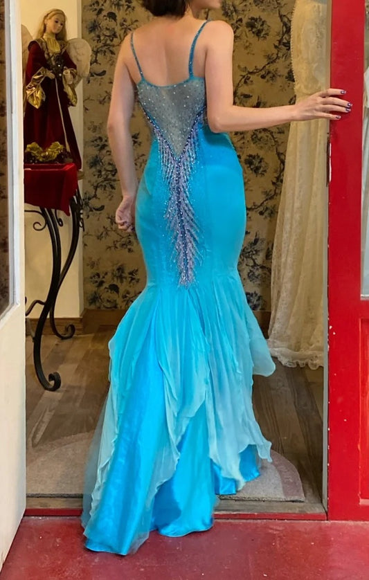 New Arrival Prom Dress V-neck Mermaid Birthday Party Dress Cockatail Dress Evening Dress  D4557