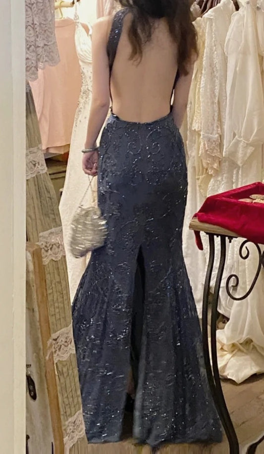 Stunning Prom Dress Crew Neck Backless Mermaid Birthday Party Dress Cockatail Dress Evening Dress  D4559