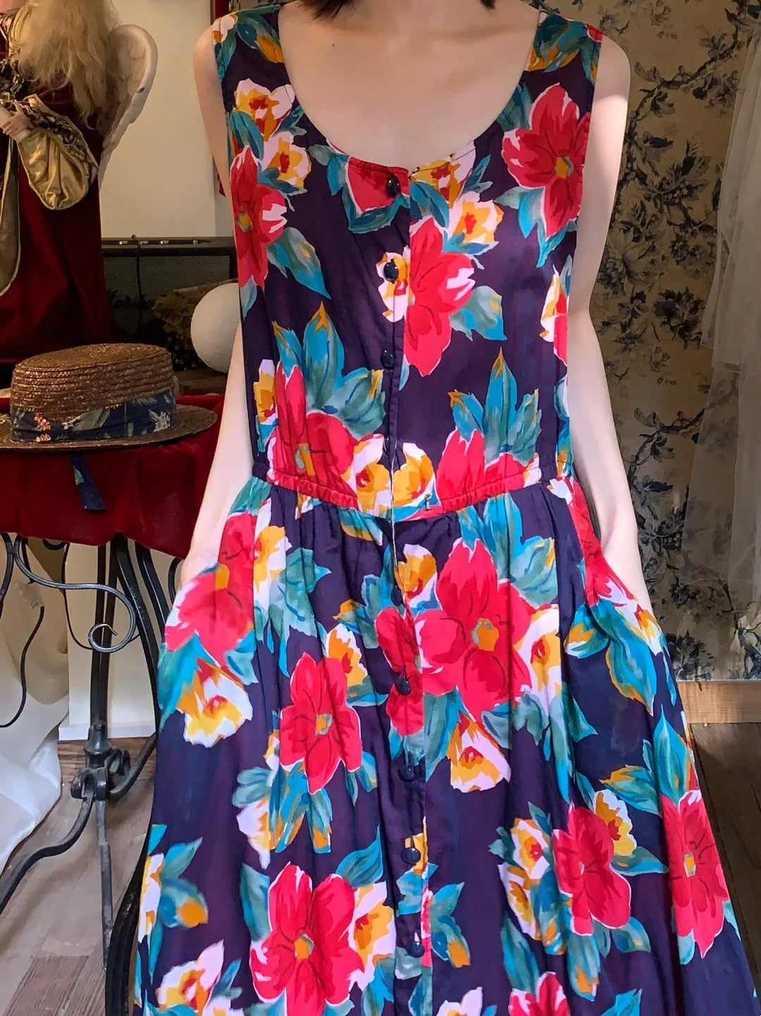 Colorful Prom Dress Crew Neck Print Gala Dress Cockatail Dress Evening Dress  D4565