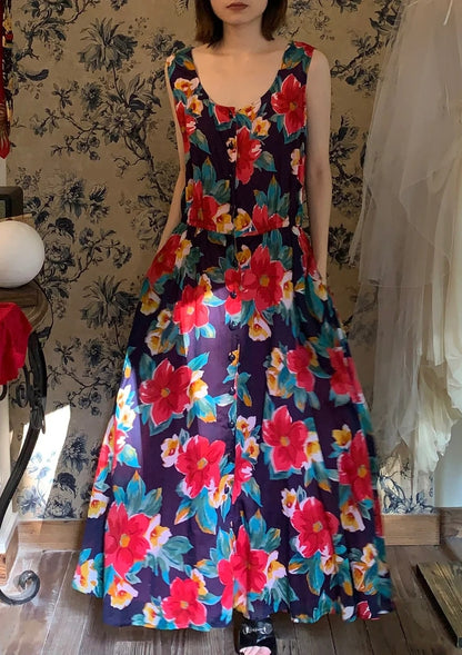 Colorful Prom Dress Crew Neck Print Gala Dress Cockatail Dress Evening Dress  D4565