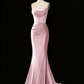 Light Pink Strapless Satin Black Girl Long Party Dress Birthday Outfits MD7772
