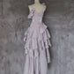 Light Purple Asymmetrical Layered Spaghetti Strap Evening Dress MD7538