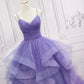 Light Purple Straps Long Prom Dress A Line Layered Birthday Party Dress MD7584