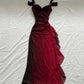 Burgundy Prom Dress A Line Shiny Sweetheart Long Gala Dress Ruffled Evening Gown Birthday Party Dress  MD7587