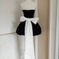 Black Strapless Short Prom Dress Beaded Evening Party Dress  MD7590